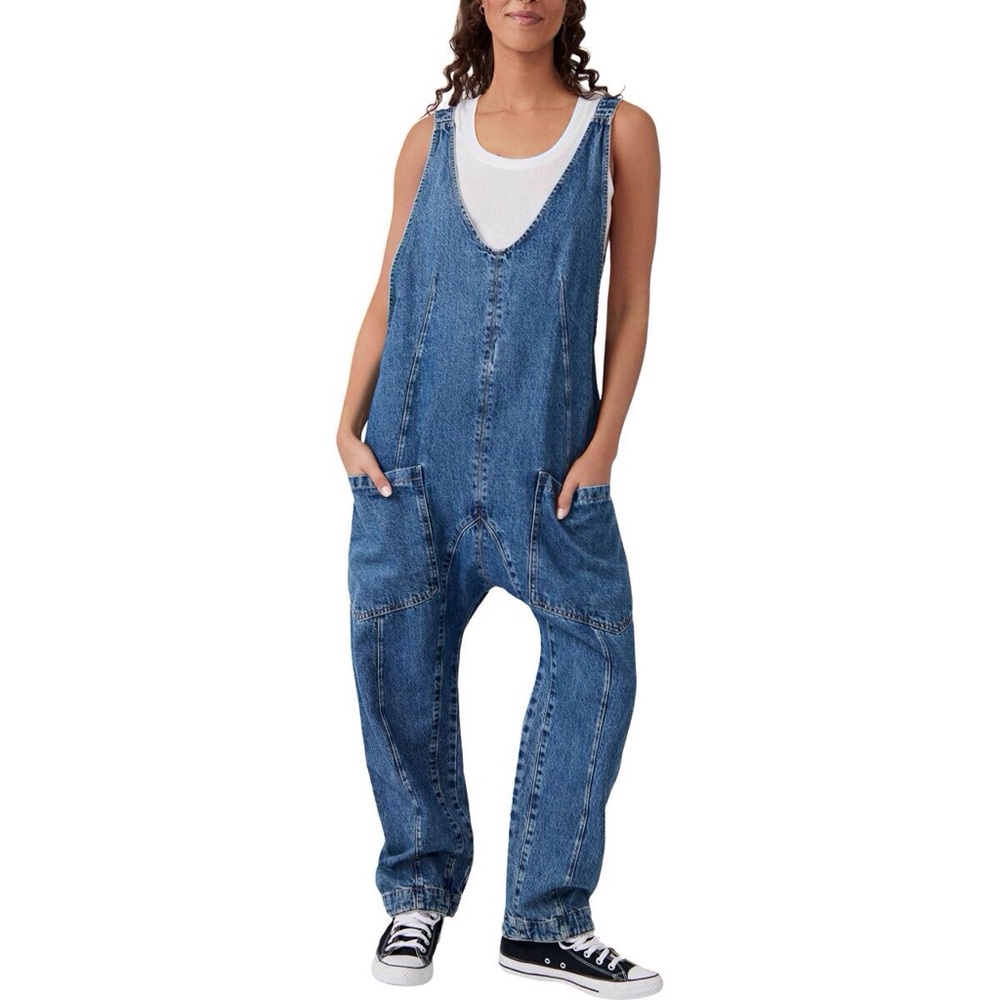 Free People High Roller Jumpsuit Saphire Blue NEW
